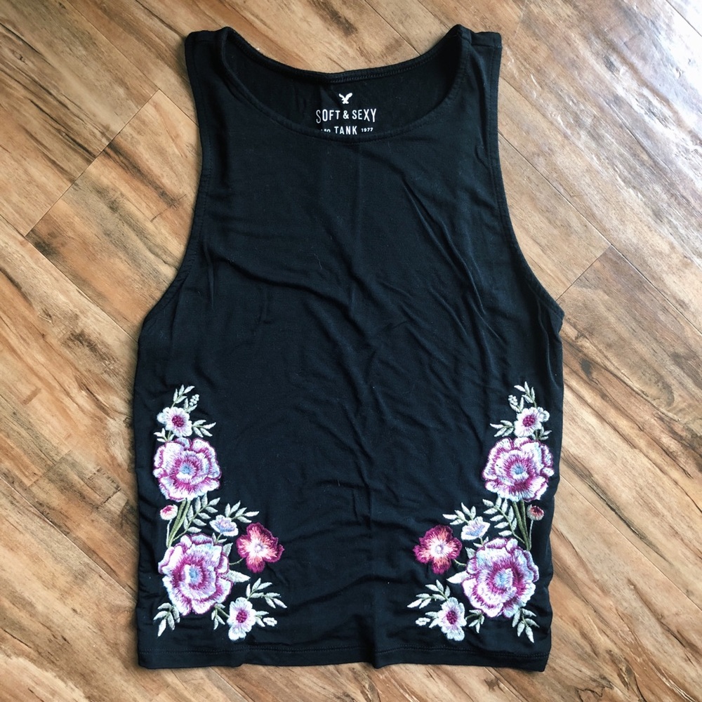 AE Soft & Sexy Embroidered Crop Tank Top